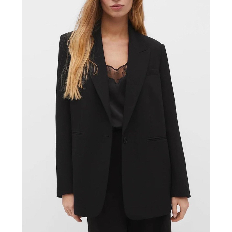 NEW เสื้อเบลเซอร์สูท แบรนด์​ Stradivarius Blazer แท้ สีดำทรงปล่อย งานสวยตามแบบใส่