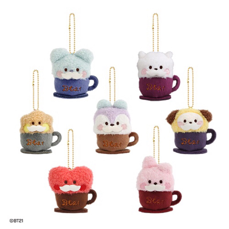 พร้อมส่งที่ไทย พวงกุญแจ BT21 Minini Plush Keyring [Latte] ของแท้ 100%