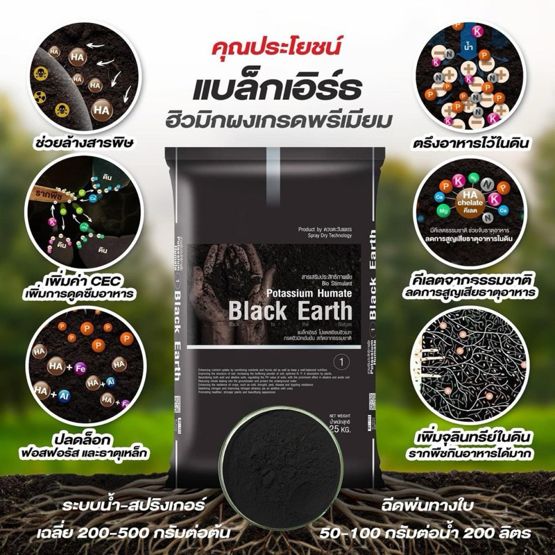 แบล็กเอิร์ธ ฮิวมิกผงพรีเมี่ยม มีอะมิโนเข้มข้น