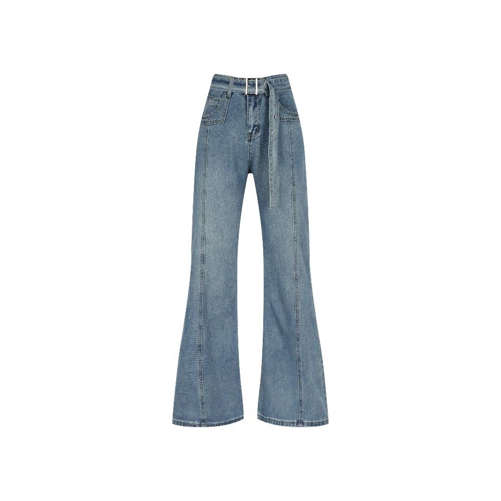 SHU DENIM PATCHWORK LONG PANTS LIGHT BLUE JEANS กางเกงยีนส์