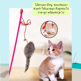 PP-592 ไม้ตกแมวมีหนู ของเล่นแมว ช่วยให้น้องแมวสนุก ดึงดูดควา…