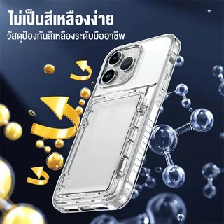 กันกระแทกเคสใสปกพร้อมขาตั้งโทรศัพท์ โปร่งใสผู้ถือบัตรกรณีสําหรับ ไอโฟน 16 15 14 13 12 11 Pro Max