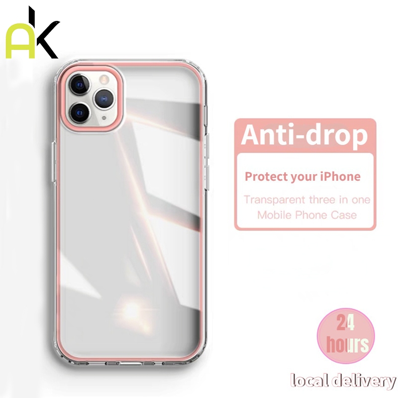 AK 3 in 1 นิ่ม แบบใส หนา กันกระแทก สําหรับ iPhone 16 15 14 13 Pro Max 12 11 Pro Max X XS Max XR 6 6s 7 8 Plus SE2020