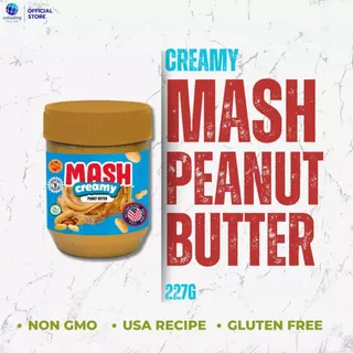 Mash Creamy Crunchy Peanut Butter 227g x2 (เนยถั่วคลีน ทาขนมปัง ชนิดบดละเอียดและหยาบ) Non GMO & Gluten FREE, US Recipe