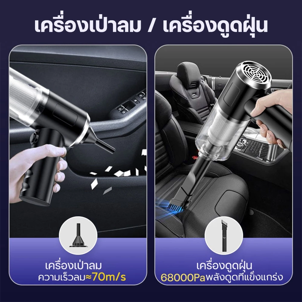 LT-009 เครื่องดูดฝุ่น ไซส์มินิ ไร้สาย 3in1 ดูดฝุ่น+เป่าลม ลมแรง ใช้ได้ทั้งในบ้าน และในรถ ที่ดูดฝุ่นไฟฟ้า USBชาร์จ thumbnail 4