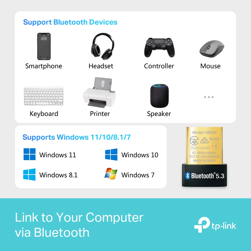 TP-Link UB500 ⚡️ตัวรับสัญญาณบลูทูธ⚡️Bluetooth 5.4 Nano USB Adapter  5.4 ประสิทธิภาพสูง รองรับ Windows 11/10/8.1/7 thumbnail 7