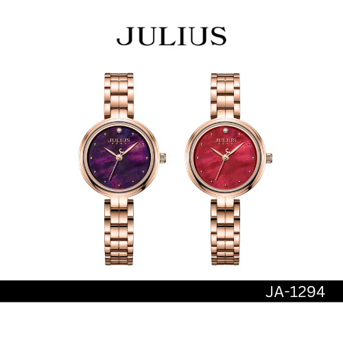 Julius JA-1294 นาฬิกาข้อมือผู้หญิง มี 2 สี สายสแตนเลส หน้าปัดกลม แบรนด์เกาหลี ของแท้ ประกัน 1 ปี