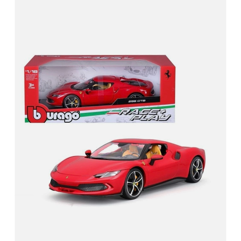 โมเดลรถเหล็ก 1/18 Ferrari Race & Play รุ่น 296 GTB [Bburago]