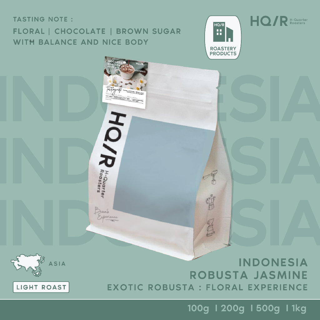 HQ/R เมล็ดกาแฟคั่วอ่อน Indonesia Robusta Jasmine Exotic Robusta: Floral Experience