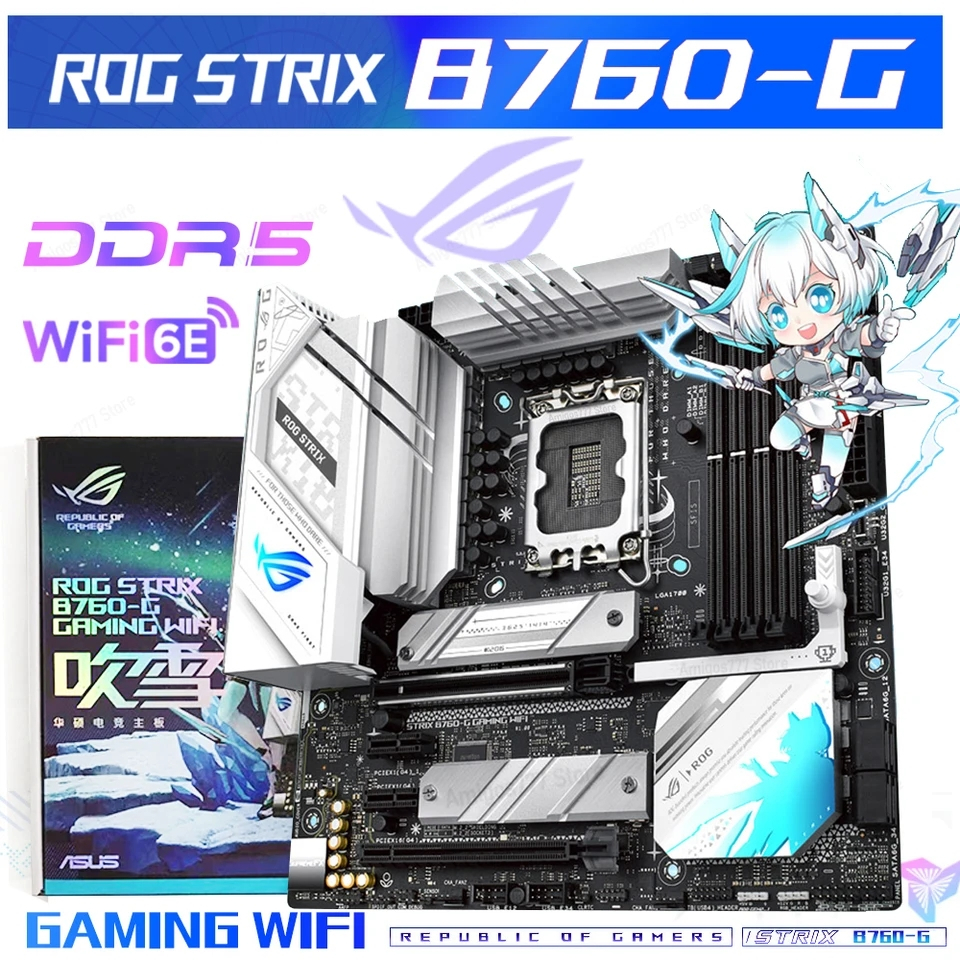 เมนบอร์ด Asus ROG Strix B760-G Gaming WiFi | Blowing Snow & SE7EN Edition