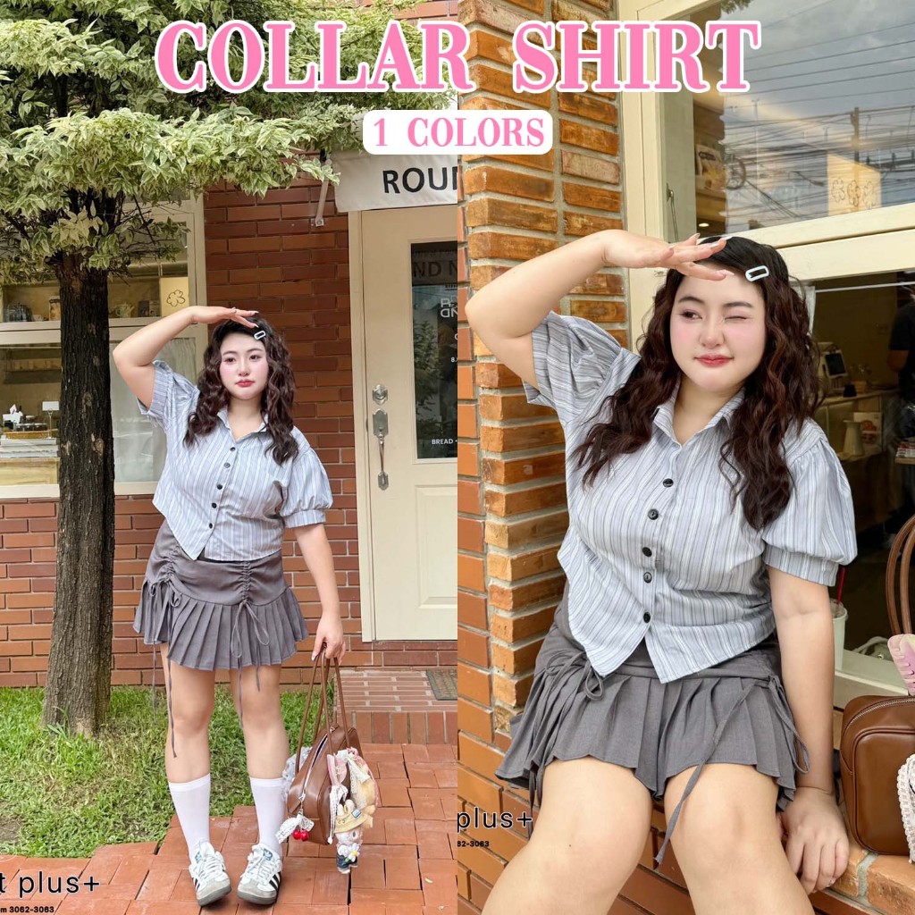 Walarat+ เสื้อทีเชิ้ตลายทางใส่แล้วไม่อ้วน พร้อมแต่งแขนตุ๊กตา