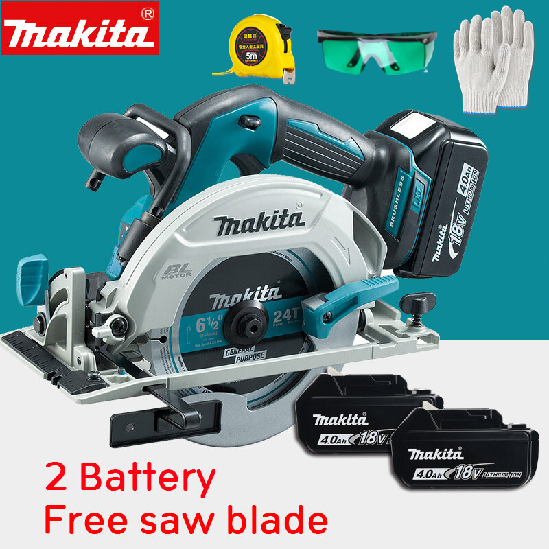 Makita เลื่อยวงเดือน 7 นิ้ว 199V เลื่อยวงเดือนแบตไร้สาย แบต 2ก้อน พร้อมอุปกรณ์ รุ่นสีฟ้า แถมแว่นตาป้องกัน+สายวัด+ถุงมือ