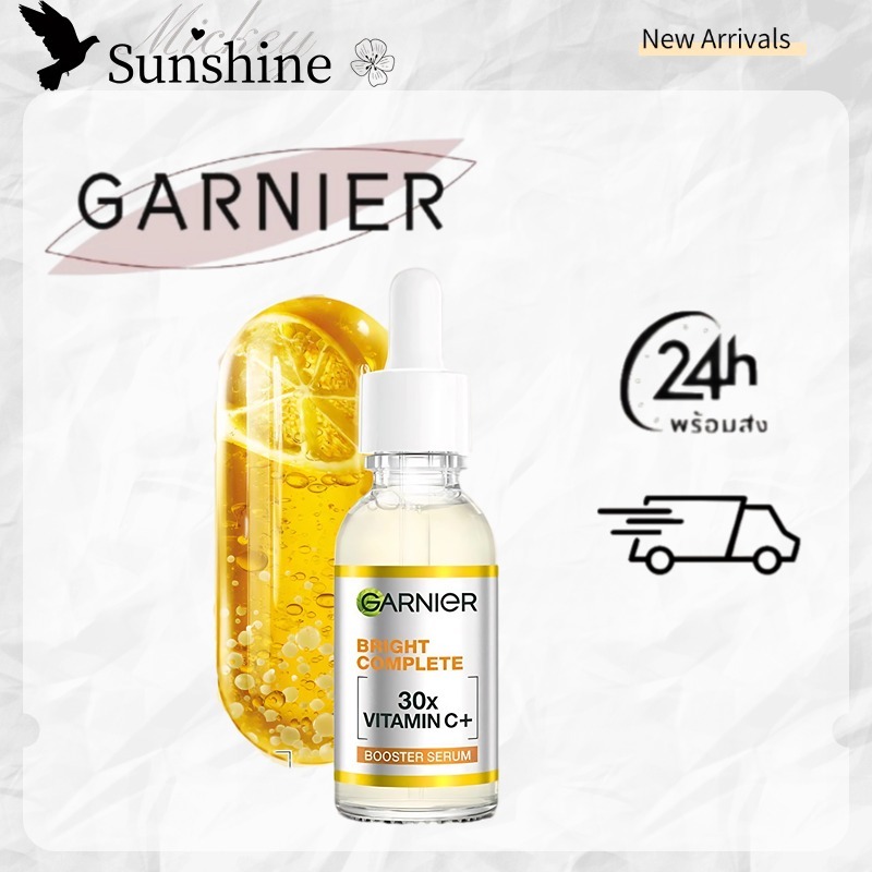 รุ่นล่าสุด Garnier Vitamin C Booster Serum 30ml กระชับรูขุมขน อนริ้วรอยเ เซรั่มหน้าใส