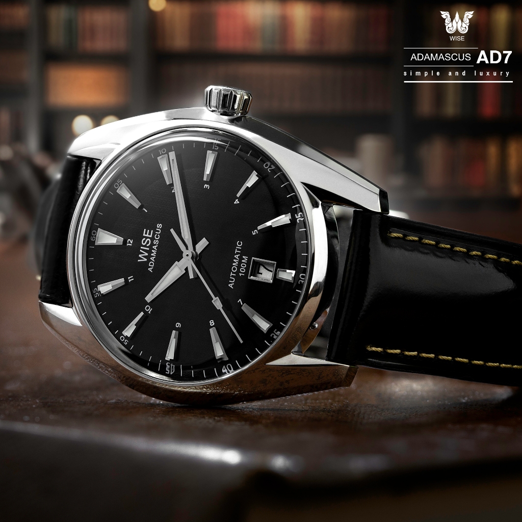 WISE Adamascus AD7 Stainless Steel 904L นาฬิกาข้อมือ Set สายหนัง (เลือกชนิดสายได้)