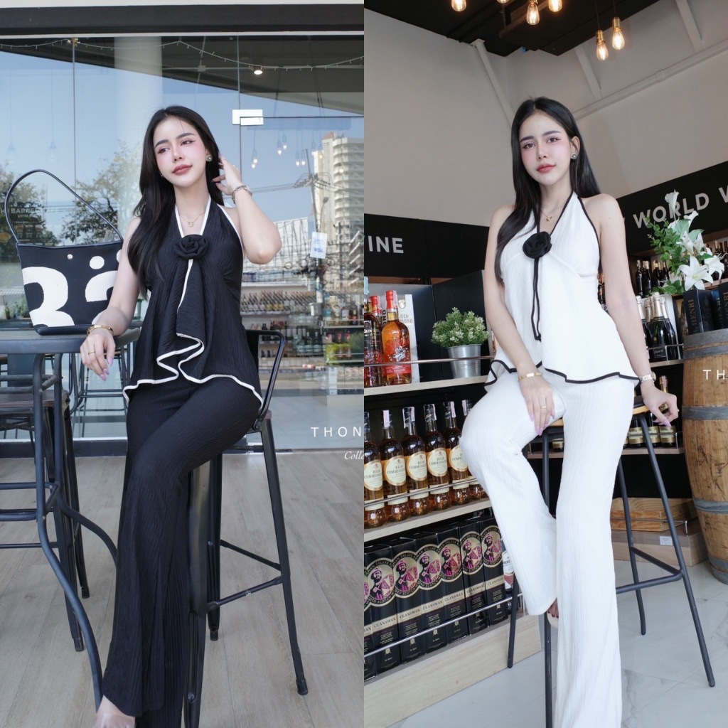 Thongsuk Collection เซทคล้องคอแต่งกุหลาบ (สม๊อคหลัง) แมทช์คู่กับกางเกงขาม้าสุดจึ้ง ใส่คู่กันคือแมทช์มากกกก