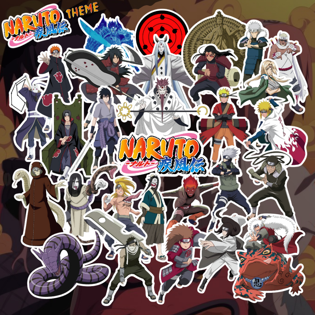 สติ๊กเกอร์ธีม Naruto สติ๊กเกอร์ Naruto สติ๊กเกอร์แปะ laptop, skateboard, โต๊ะ แบบกันน้ำ (แบบชุด)