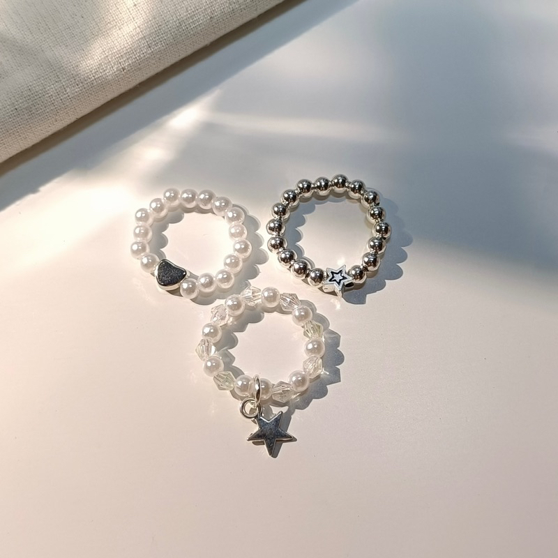 พร้อมส่ง รุ่น Moonlit เซ็ทแหวนลูกปัด 3 วง