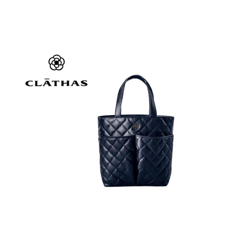 CLATHAS quilted shoulder bag กระเป๋าสะพายไหล่ หนัง pu เย็บนูนสีกรมท่า จุของได้เยอะ ใหม่ ยังไม่ผ่านกา