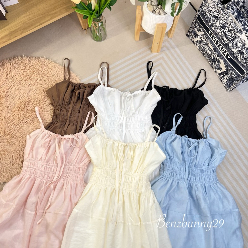 เดรสตัวยาวสม็อคใต้อกสายปรับได้ อก 34-48“ สาวอวบ Benzbunny29 Dress Women #3033