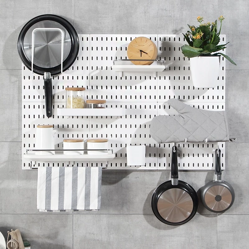 แผ่นวางของติดผนัง 56*56*0.5cm กระดานแขวนของ Pegboard แผ่นใหญ่ วางของมากขึ้น