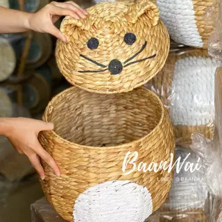 บ้านหวาย-ตะกร้าแมว ตะกร้าหมี มีฝาปิด