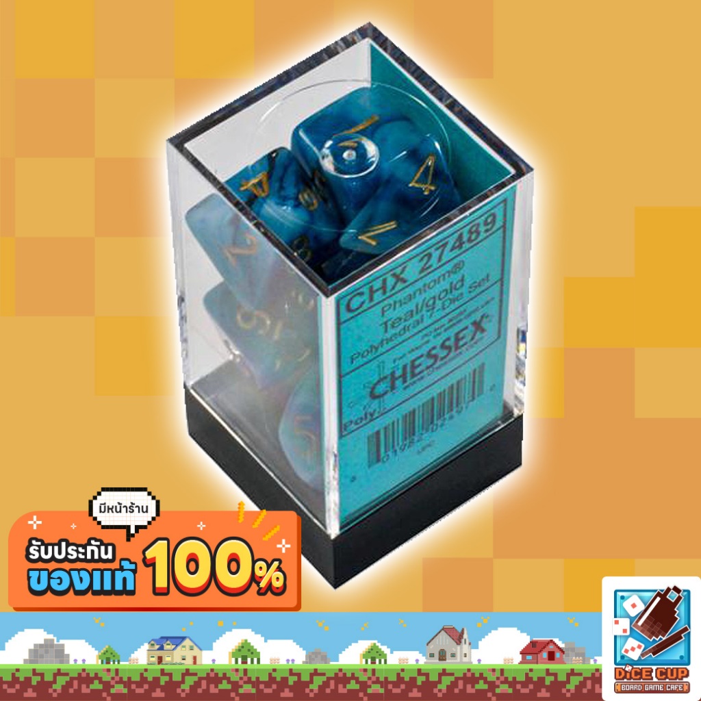 [ของแท้] ลูกเต๋า Chessex Dice Phantom Polyhedral 7-die Set สำหรับเกมกระดาน / บอร์ดเกม / RPG / DnD / 