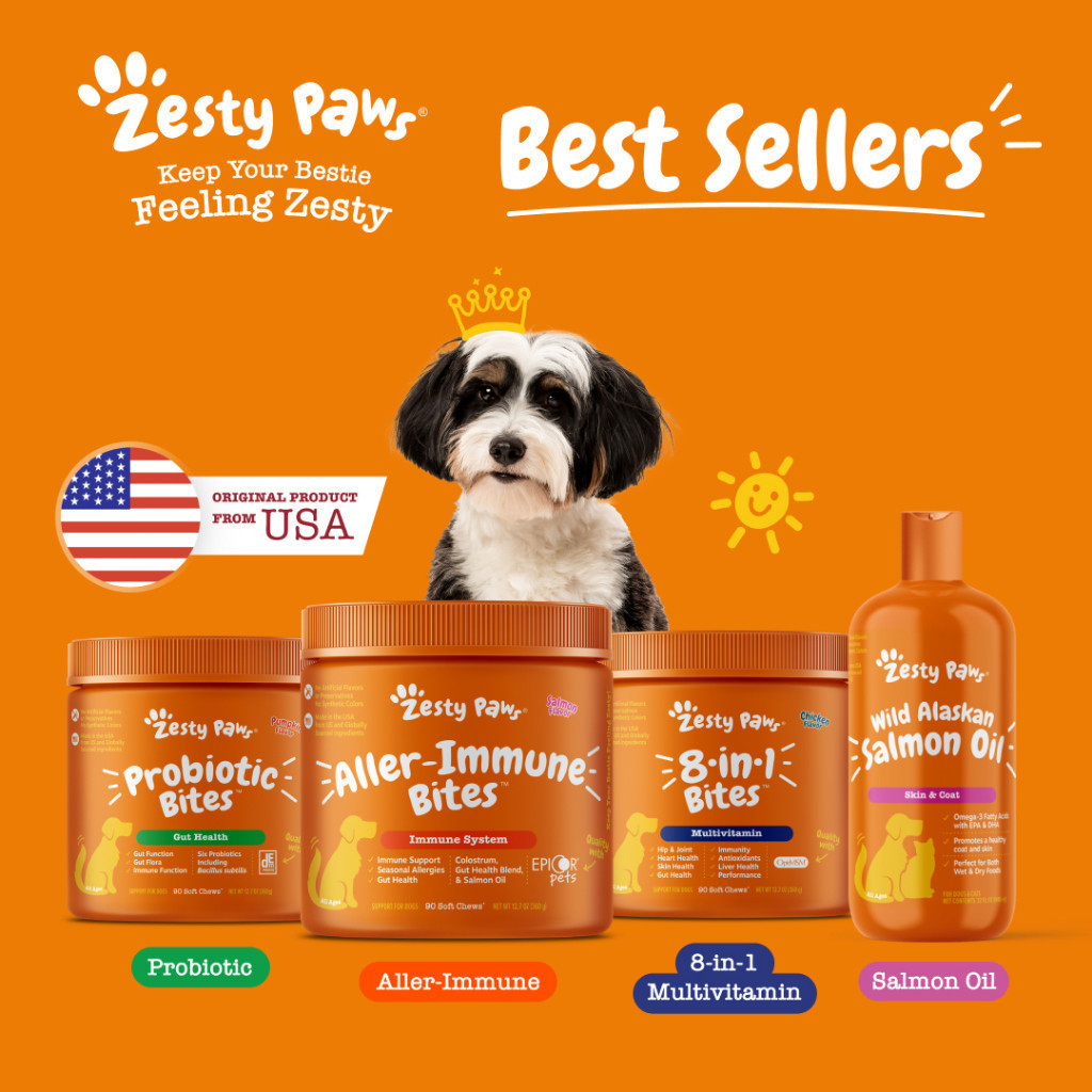 Zesty Paws Best Selling Supplements for Dogs (Aller-Immune Bites, 8-in-1 Multivitamins, Wild Alaskan
