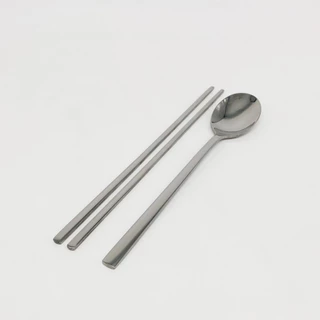 เซ็ตช้อนเกาหลี ตะเกียบสแตนเลส ตะเกียบคีบอาหารสไตล์เกาหลี 수저 젓가락 Made in Korea