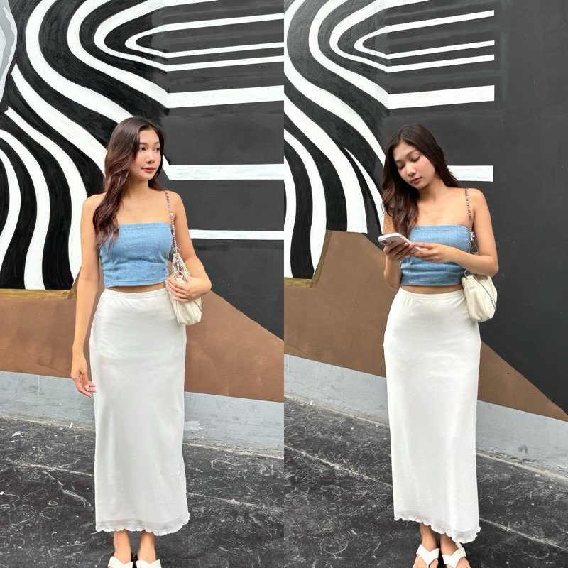 cara skirt กระโปรงยาว ผ้าสองชั้น