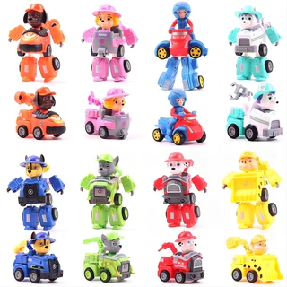 หุ่นยนต์รถทีม paw patrol ของเล่นเสริมการศึกษา สําหรับเด็ก การเปลี่ยนรูป รถของเล่น