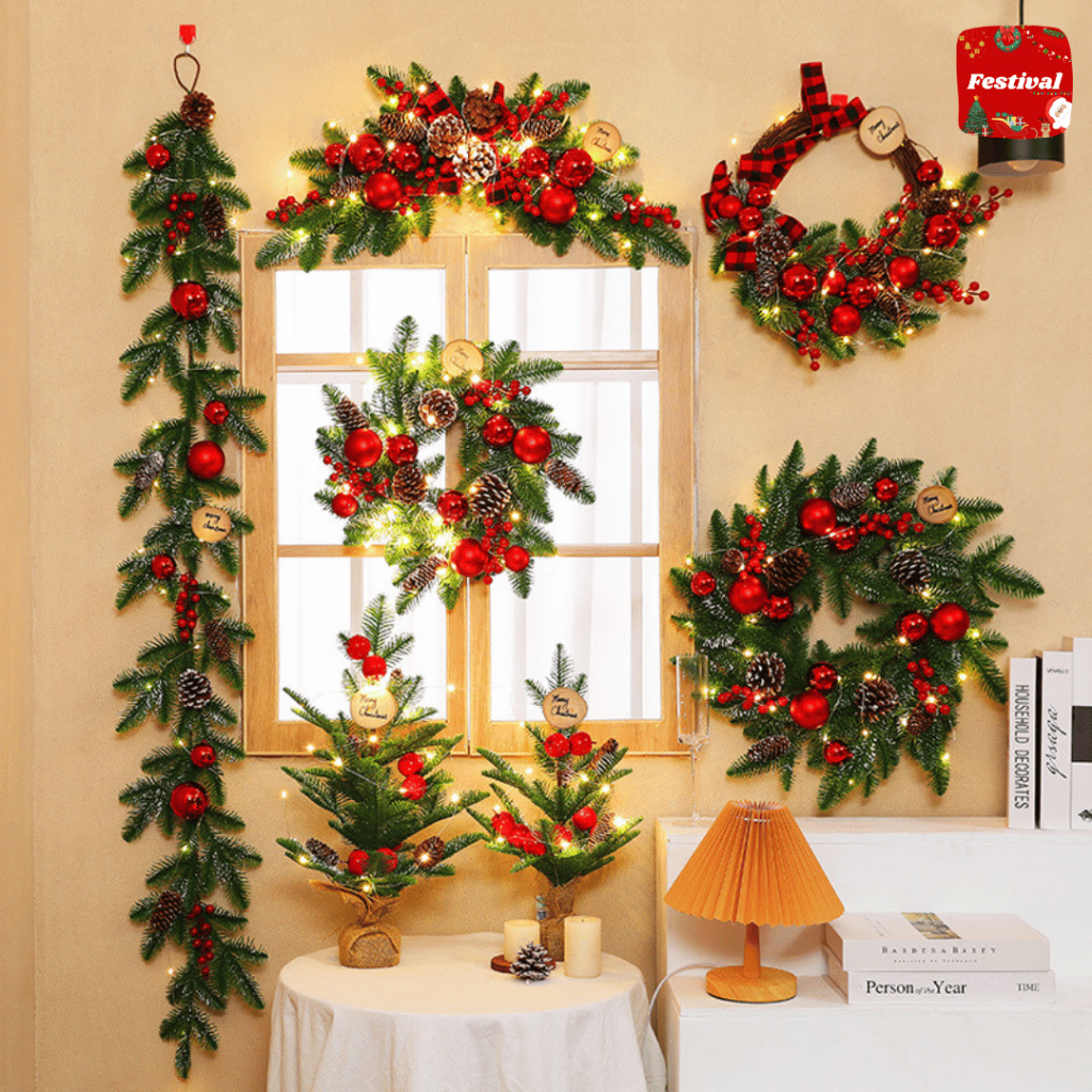 พวงหลีด พวงมาลัยคริสต์มาส ประดับตกแต่งเทศกาล Merry Christmas