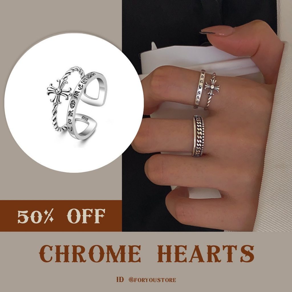 ส่งจากไทย แหวนโครมฮาร์ท Chrome Hearts Ring ฟรีไซส์ unisex