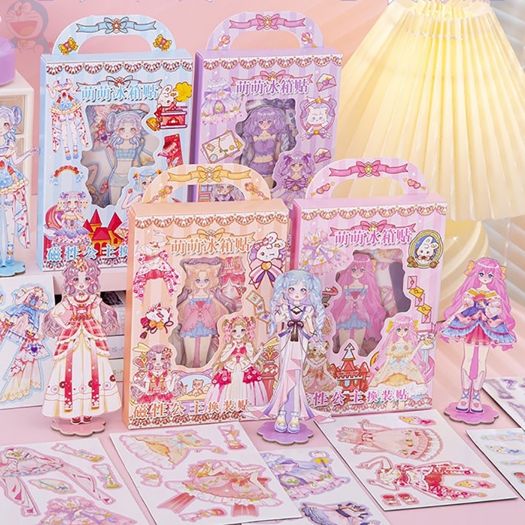 ตุ๊กตา DIY แม่เหล็กแต่งตัว แพค 4 แผ่น ขนาด 10x15 cm สีสันสดใส ทนทานไม่พังง่าย
