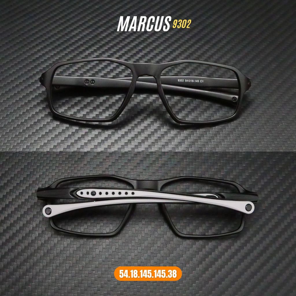 แว่นตาสายตาสั้น เลนส์บลูบล็อคออโต้ รุ่น Marcus มาร์คัส 9302 ในร่มเลนส์ใสออกแดดเปลี่ยนสีเทาดำ