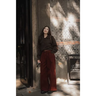 กางเกงลูกฟูก Corduroy Pants ทรงขากระบอกใหญ่ ผ้าดีและสีสวยมาก แมทซ์กับไหมพรมได้สวยมากค่ะ