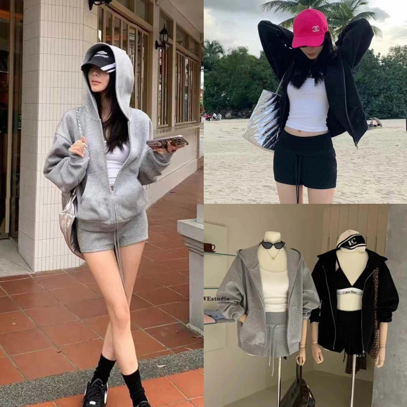 Set2pcs. เสื้อแจ๊คเกต+กางเกงขาสั้นรุ่น 9913 TAG.WG.WE