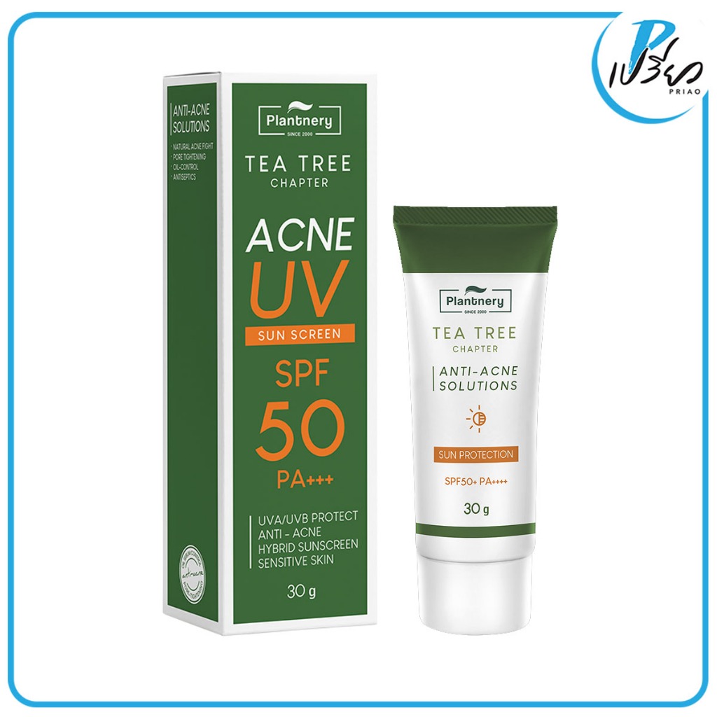 PLANTNERY แพลนท์เนอรี่ กันแดด ทีทรี สูตร ลดสิว SPF50 PA+++ 30 กรัม. Plantnery Tea Tree Sunscreen Acn