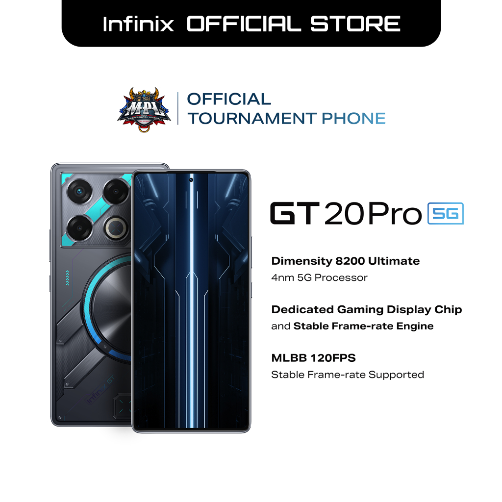 Infinix GT20 PRO 5G 256+12GB (เพิ่มแรมได้สูงสุด 24GB) I ชิปเซ็ตเกมมิ่ง Dimensity 8200 Ultimate 4nm 5G
