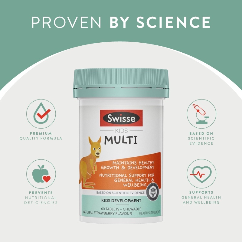 Swisse Kids Multi 60 Tablets วิตามินรวมสำหรับเด็ก 60 เม็ด แบบเคี้ยว หมดอายุ 04/2025