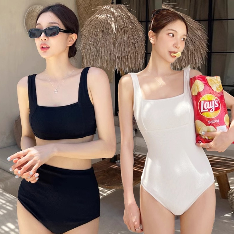 Hot.bikini ส่งไวจากไทย ชุดว่ายน้ำเกาหลี ชุดว่ายน้ำวันพีช ชุดว่ายน้ำ bikini ทูพีช เอวสูง มีฟองน้ำ