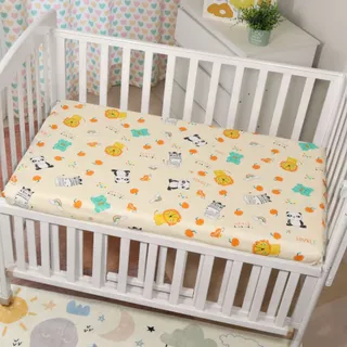Lalemon ผ้าปูเตียงเด็ก​ แบบรัดมุม​ ขนาด 120x60 cm cotton100% เย็นสบาย ไม่ระคายเคืองผิว ไร้สารเรืองแสง​