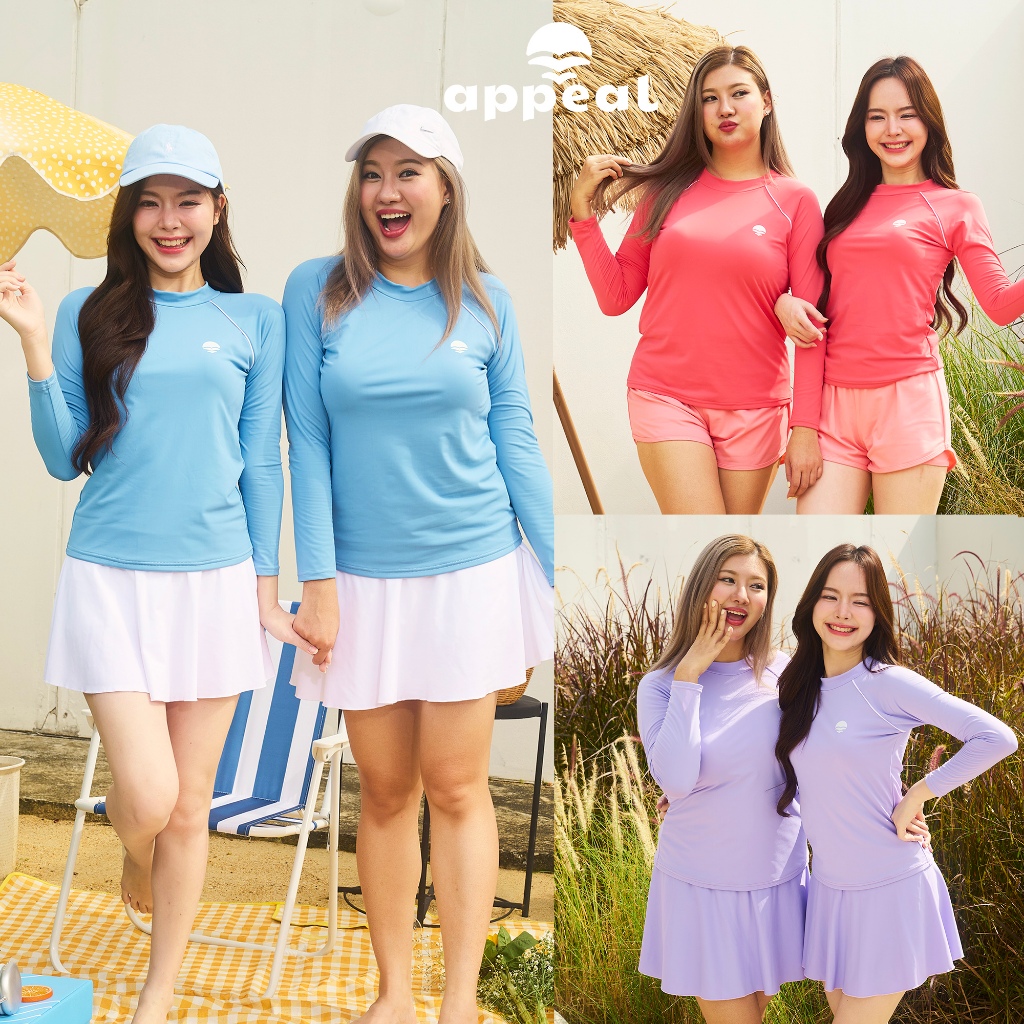 ☀️APPEAL🌊 เสื้อว่ายน้ำผู้หญิง Every Moment Rashguard แขนยาว กันUV เสื้อสีพื้น มีซับใน มีฟองน้ำ M - 4XL P106