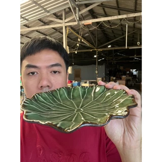 จานเซรามิค ทรงใบบัว จานมินิมอล จานคาเฟ่ ขนาด 8 นิ้ว สีเขียว เนื้อสโตนแวร์ ออกใบกำกับภาษีได้ รหัส111024