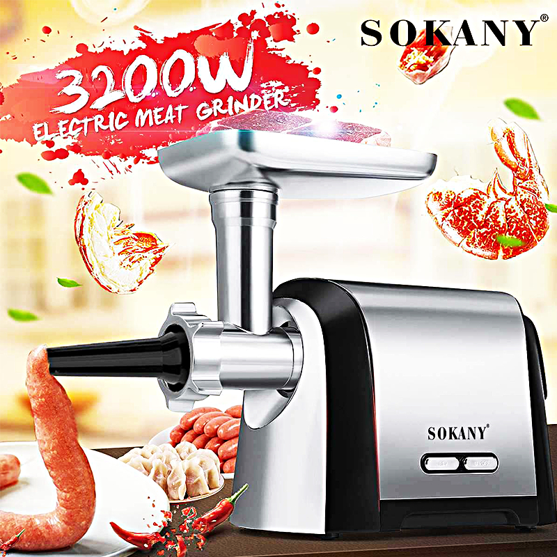 SOKANY เนื้อ50กิโลใช้เวลาเพียง1นาที 3200W เครื่องบดหมู เครื่องบดเนื้อ เครื่องบด เครื่องปั่น เครื่องบดหมูไฟฟ้า เครื่องบดพ