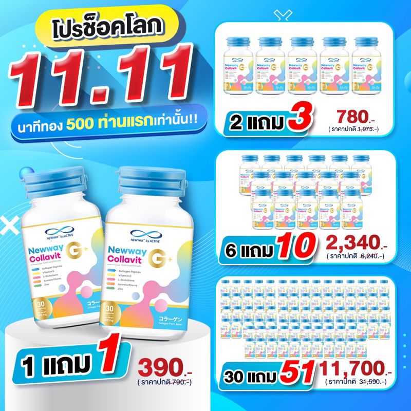 ของแท้ พร้อมส่ง l คอลลาเจน Newway CollavitG+ นิวเวย์ คอลลาวิทจี พลัส คอลลาเจนเม็ด ลดโอกาสการเกิดสิว (30เม็ด)