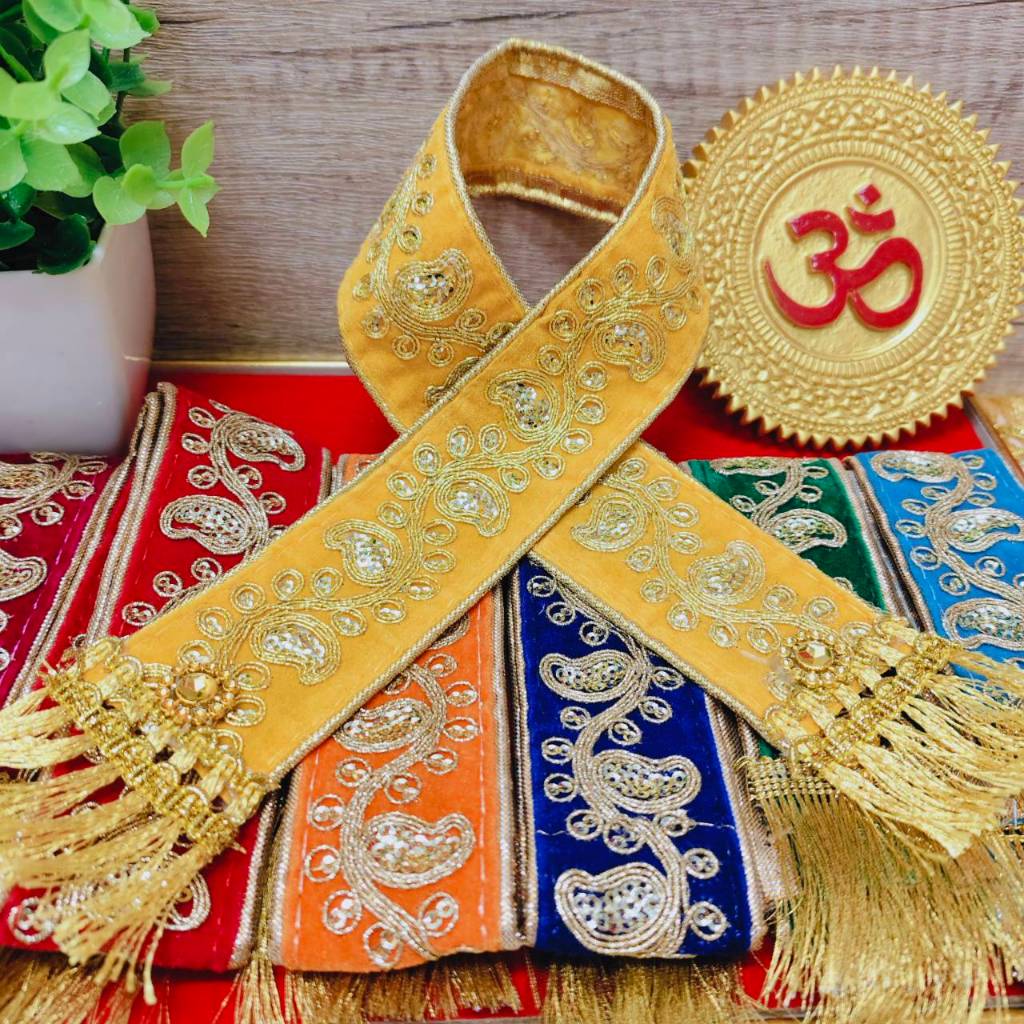 สไบพระพิฆเนศ สีแดง สีเหลือง ถวายองค์พ่อ เลือกความยาวได้ 30-50 cm