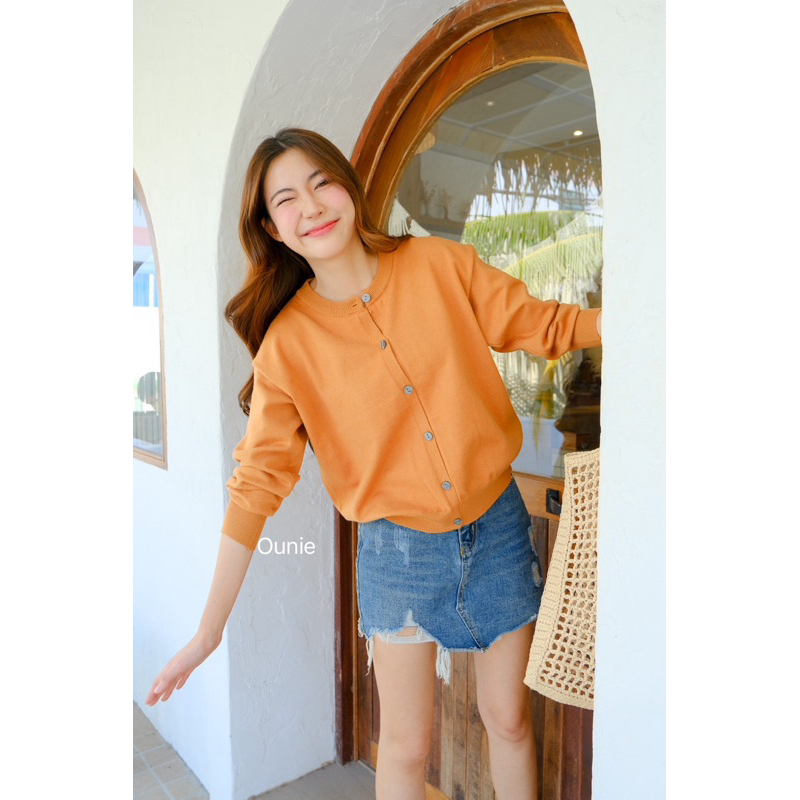 HR247เสื้อคาร์ดิแกนไหมพรมกระดุมหน้า💖