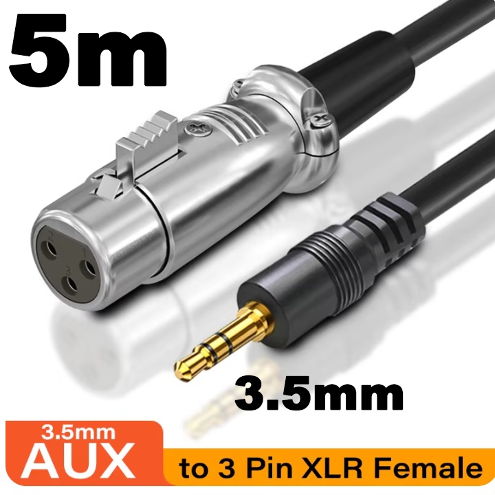 5m Audio Cable Canon XLR Female To 3.5mm Microphone Aux Audio HiFi For Mixer Amplifier Bass (XLR Fem
