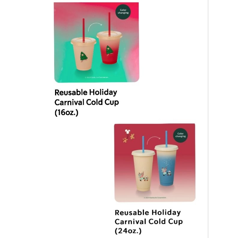 แก้วเปลี่ยนสี Starbucks แก้วเย็น +หลอด ถุงกระดาษ มีถุงผ้า
