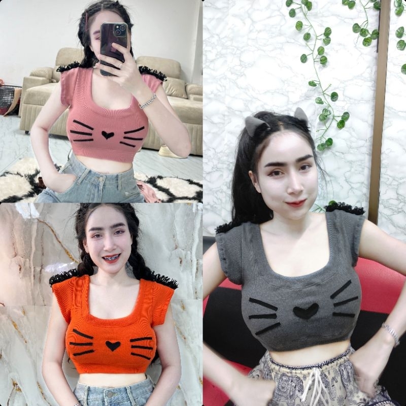 เสื้อครอปDayน้อนแมว ใส่เข้ารูปเข้าทรง